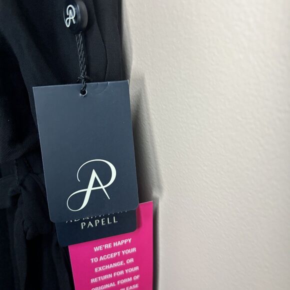 NWT ADRIANNA PAPELL Jersey Chiffon-Overlay Jumpsuit Black Sz 12 $179 On Tag - Picture 5 of 10